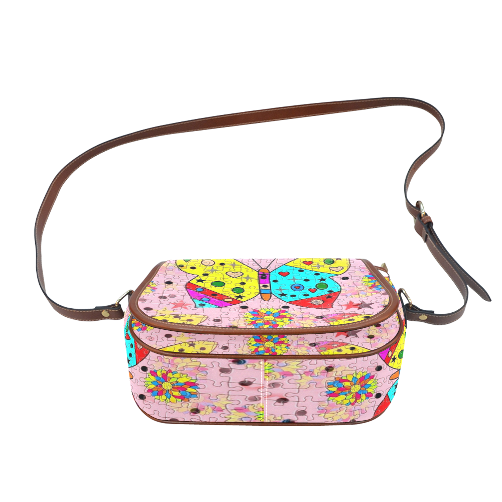Butterfly Pop by Popart Lover Saddle Bag/Large (Model 1649)