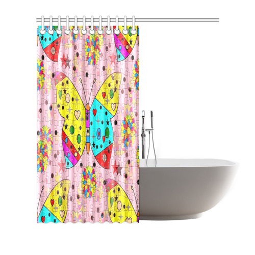 Butterfly Pop by Popart Lover Shower Curtain 72"x72"