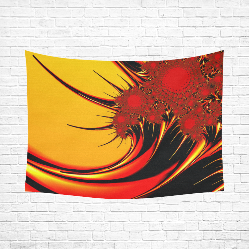 Fractal Sunflowers Floral Abstract Art Cotton Linen Wall Tapestry 80"x 60"
