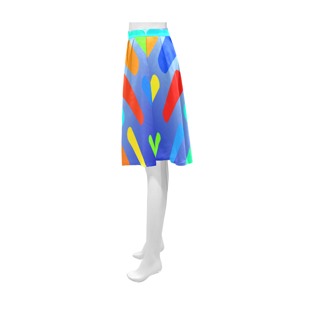 Colorful shapes on a blue background Athena Women's Short Skirt (Model D15)