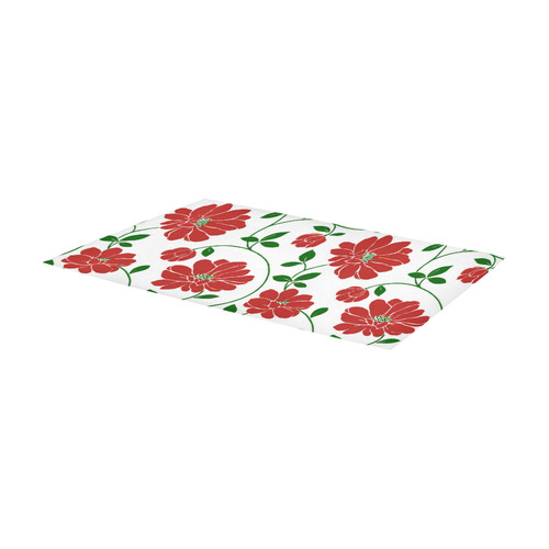 Red Flowers Cute Floral Beautiful Area Rug 7'x3'3''