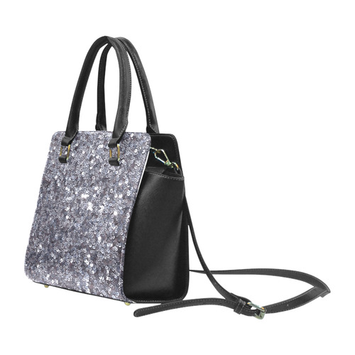 Silver Glitters Rivet Shoulder Handbag (Model 1645)