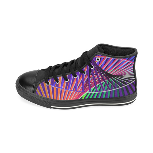Colorful Rainbow Helix High Top Canvas Women's Shoes/Large Size (Model 017)