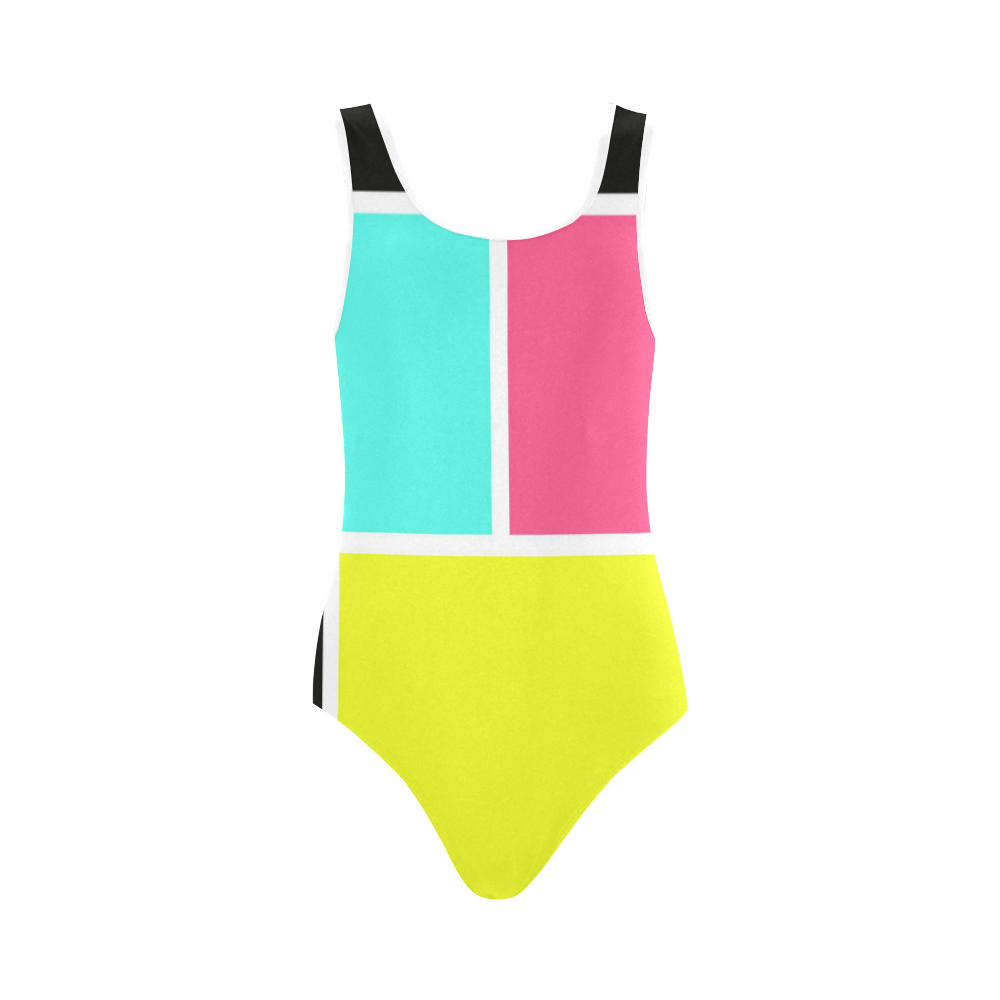 abstract 10 Vest One Piece Swimsuit (Model S04)