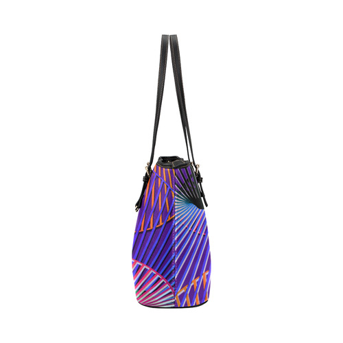 Colorful Rainbow Helix Leather Tote Bag/Small (Model 1651)