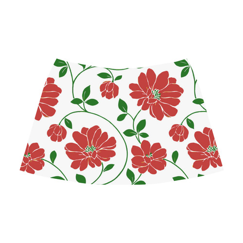 Red Flowers Cute Floral Beautiful Mnemosyne Women's Crepe Skirt (Model D16)