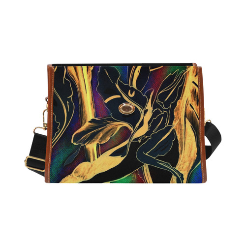 Blue Succulent Colorful golden night Waterproof Canvas Bag/All Over Print (Model 1641)