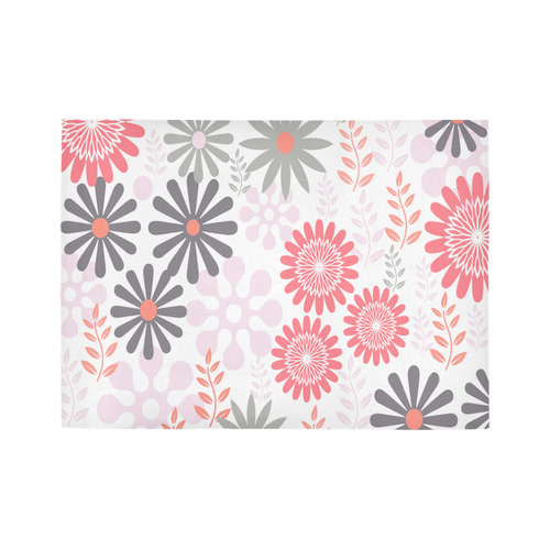 Floral in coral red and grey Area Rug7'x5'