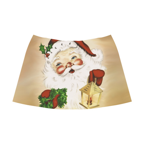 A cute Santa Claus with a mistletoe and a latern Mnemosyne Women's Crepe Skirt (Model D16)