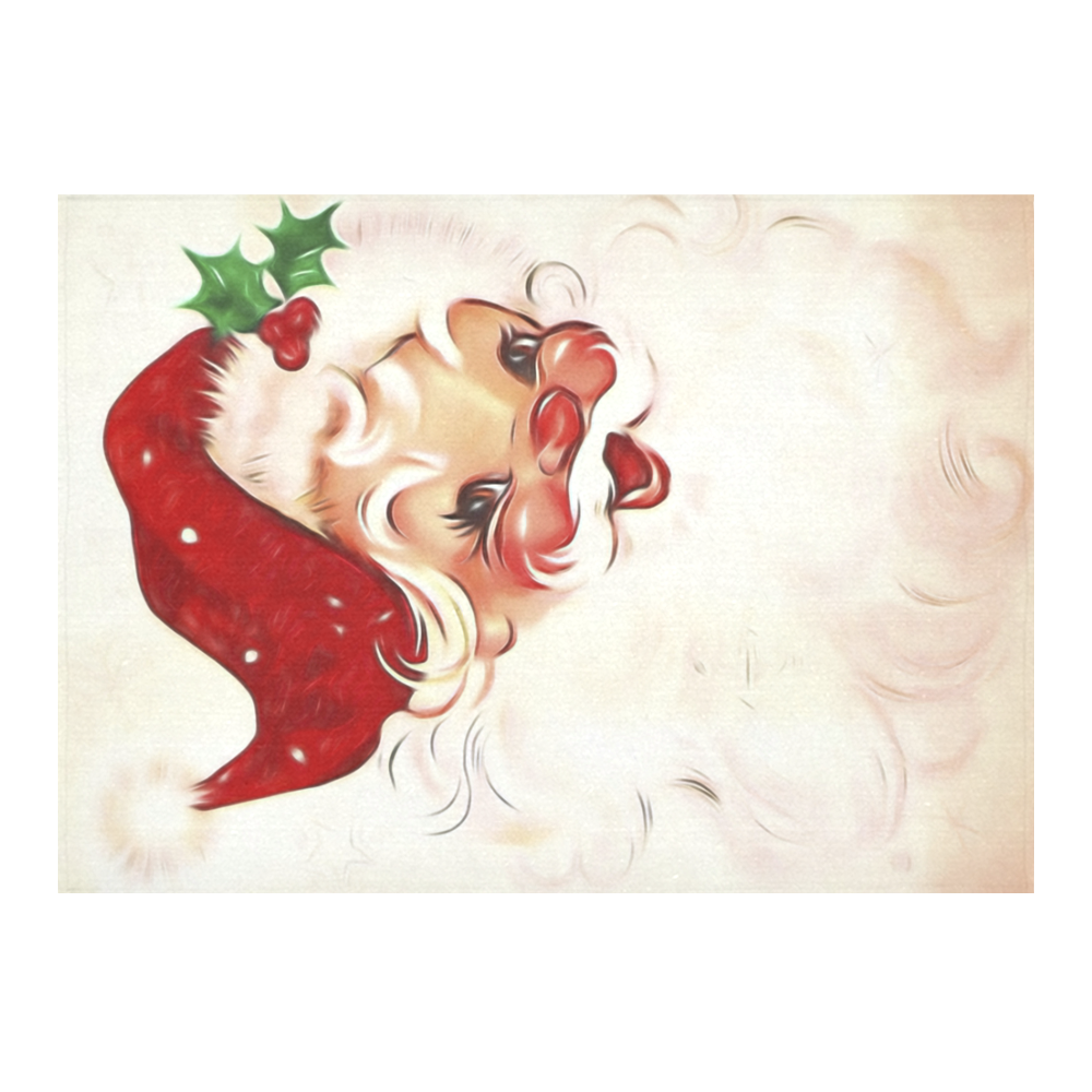 A cute vintage Santa Claus with a mistletoe Cotton Linen Tablecloth 60"x 84"