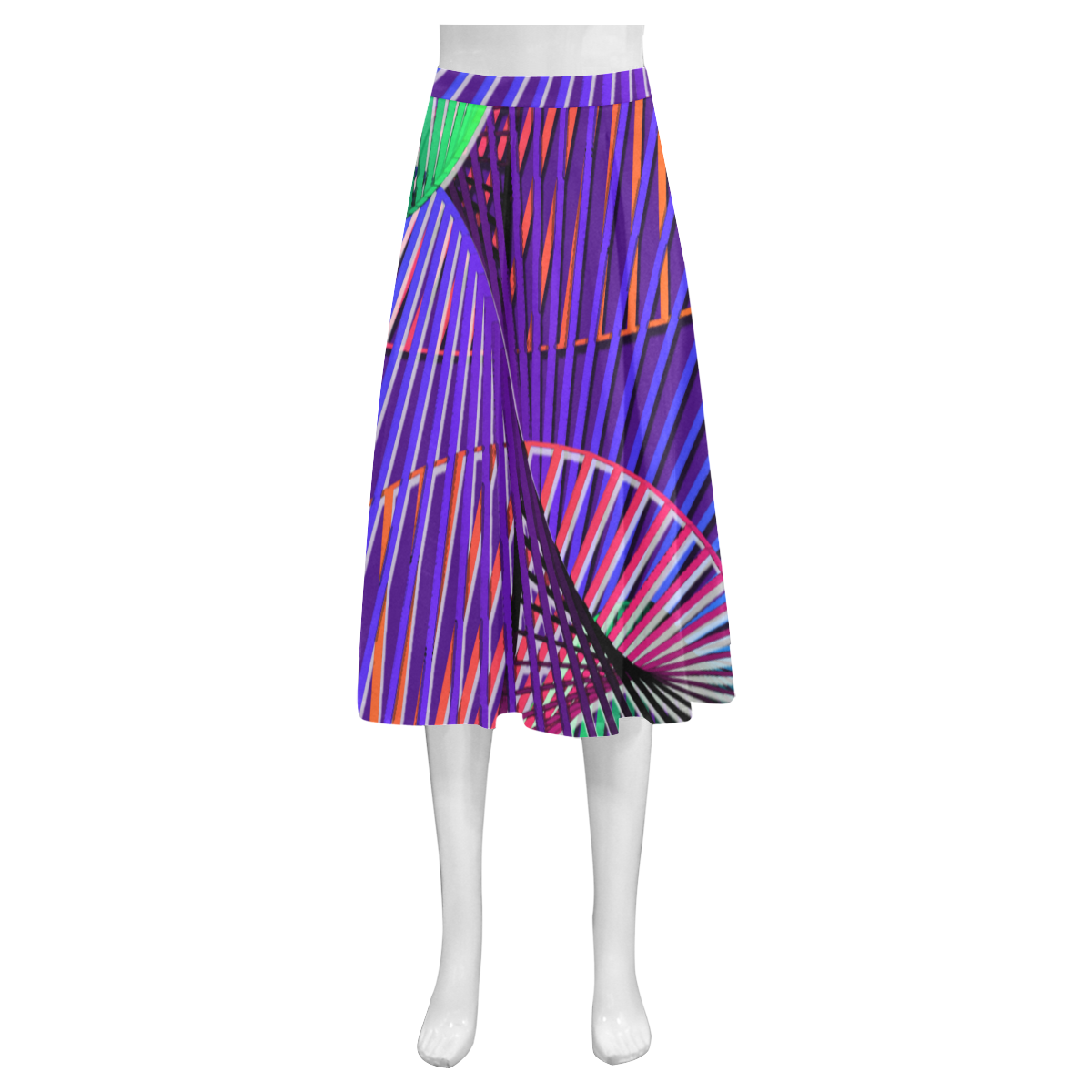 Colorful Rainbow Helix Mnemosyne Women's Crepe Skirt (Model D16)