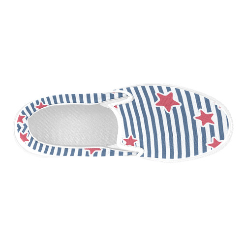 Blue, Red and White Stars and Stripes Men's Slip-on Canvas Shoes (Model 019)