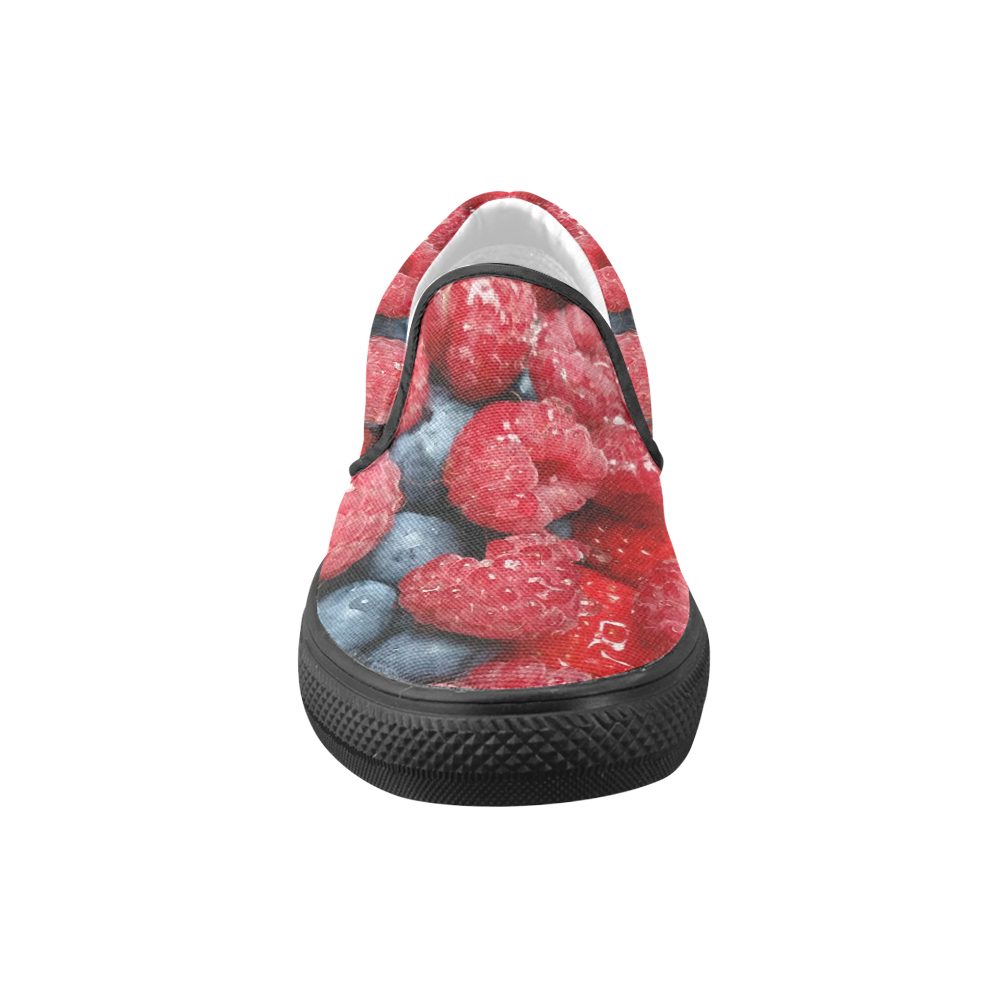 Berries (black) Slip-on Canvas Shoes for Men/Large Size (Model 019)