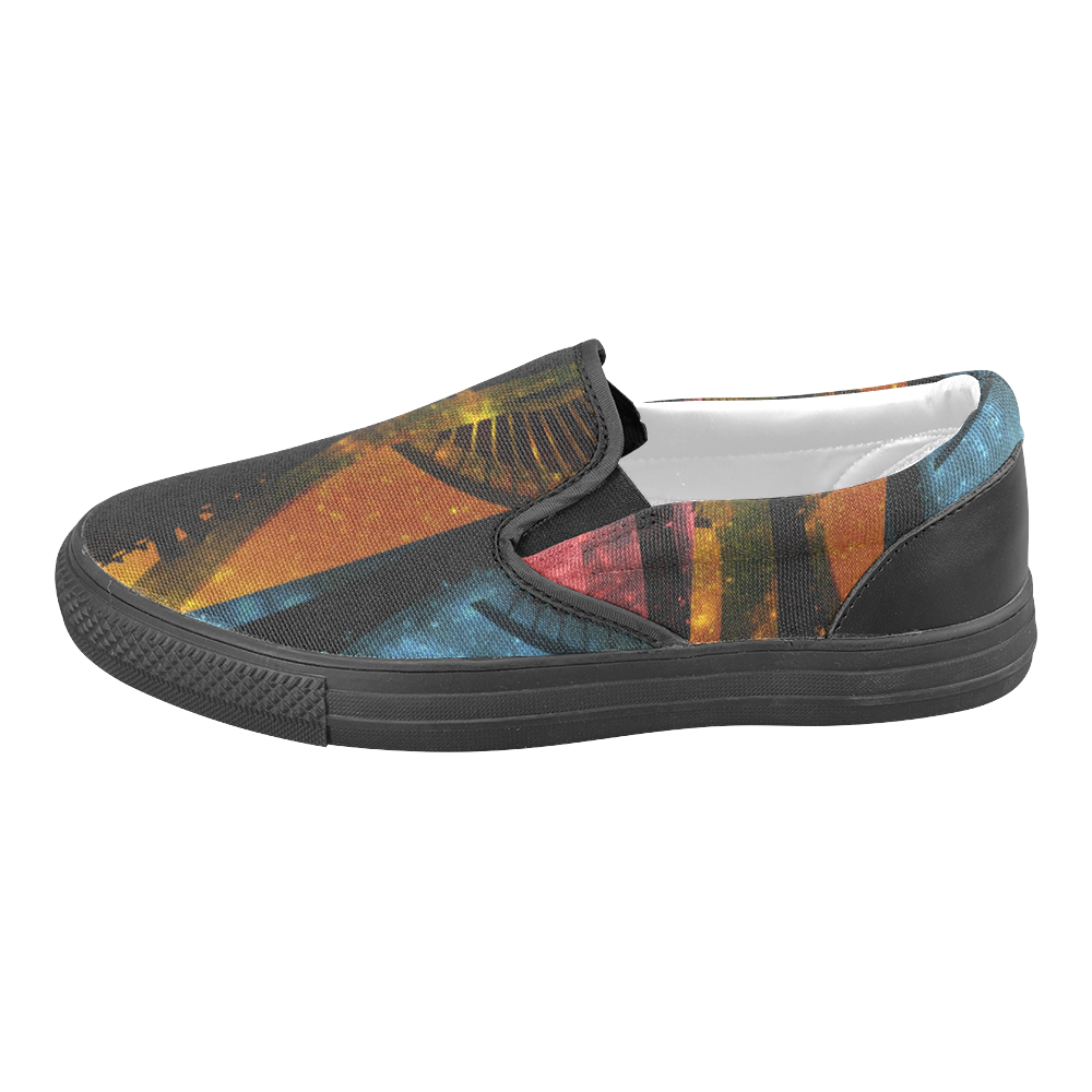 Seattle Space Needle Three Stripes Slip-on Canvas Shoes for Men/Large Size (Model 019)