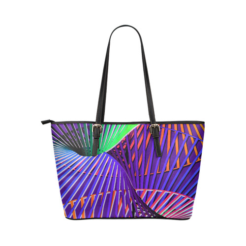 Colorful Rainbow Helix Leather Tote Bag/Small (Model 1651)