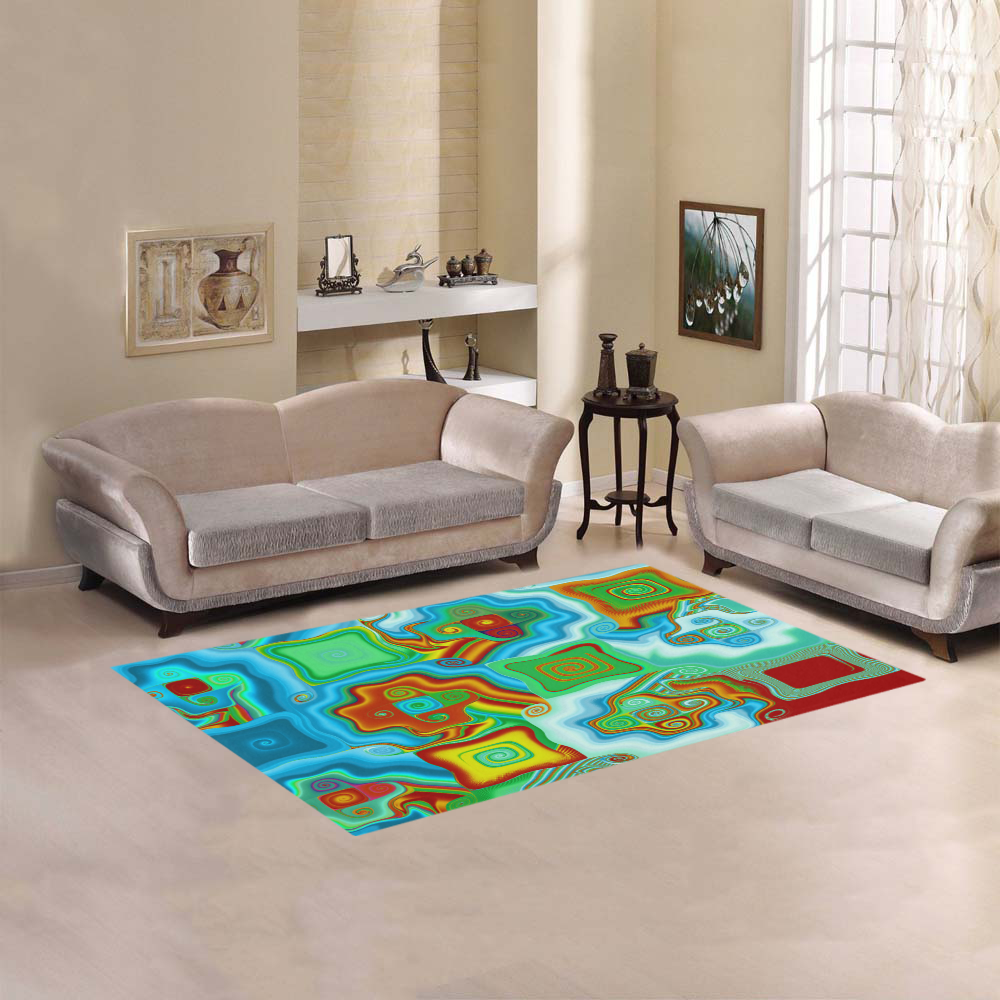 Mosaic Cool Colorful Abstract Fractal Art Area Rug 5'x3'3''
