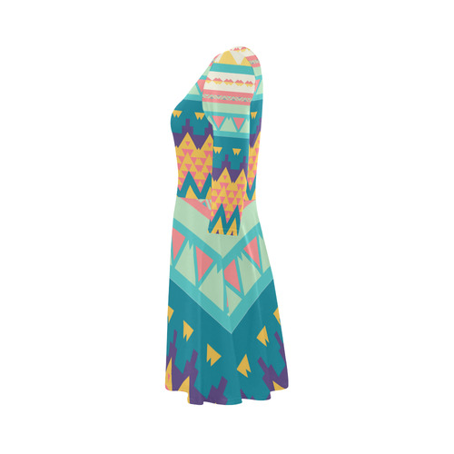 Pastel tribal design 3/4 Sleeve Sundress (D23)