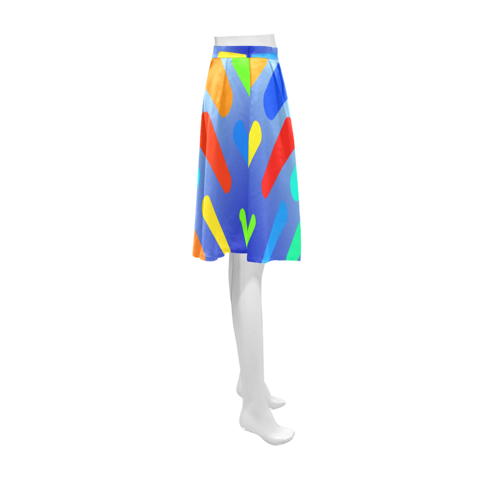 Colorful shapes on a blue background Athena Women's Short Skirt (Model D15)