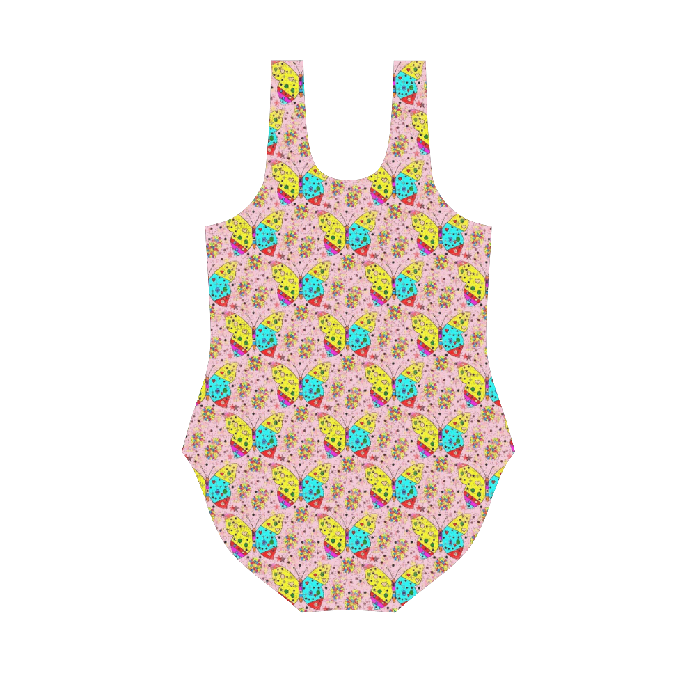 Butterfly Pop by Popart Lover Vest One Piece Swimsuit (Model S04)