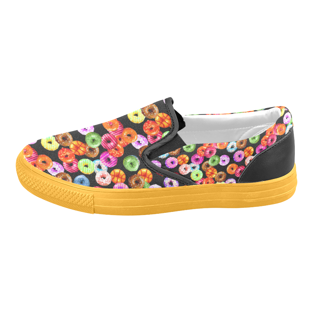 Colorful Yummy DONUTS pattern Slip-on Canvas Shoes for Men/Large Size (Model 019)