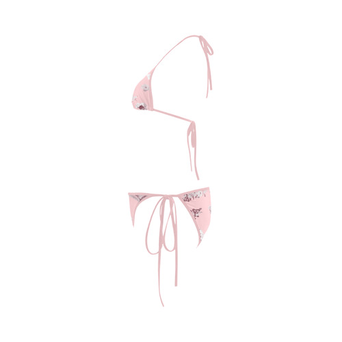 New! Romance collection of vintage Pink bikini. Edition 2016 with hand-drawn Original Floral Art. Custom Bikini Swimsuit