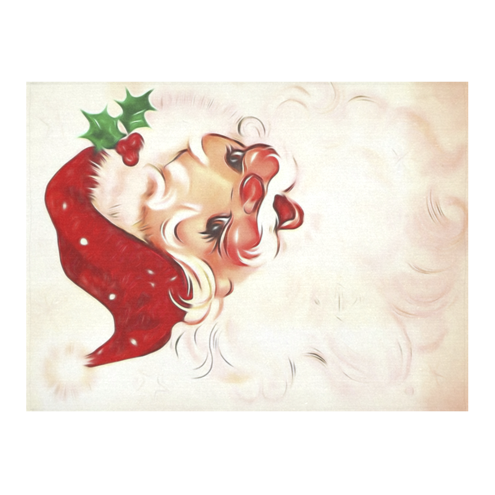A cute vintage Santa Claus with a mistletoe Cotton Linen Tablecloth 52"x 70"