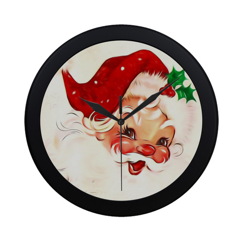 A cute vintage Santa Claus with a mistletoe Circular Plastic Wall clock