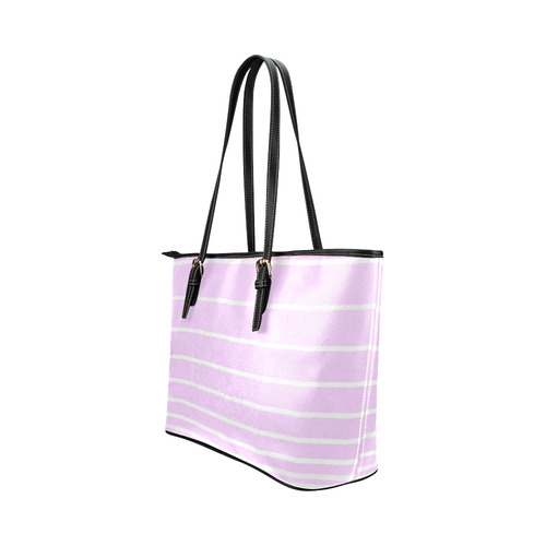 stipes lavender Leather Tote Bag/Large (Model 1651) | ID: D928703