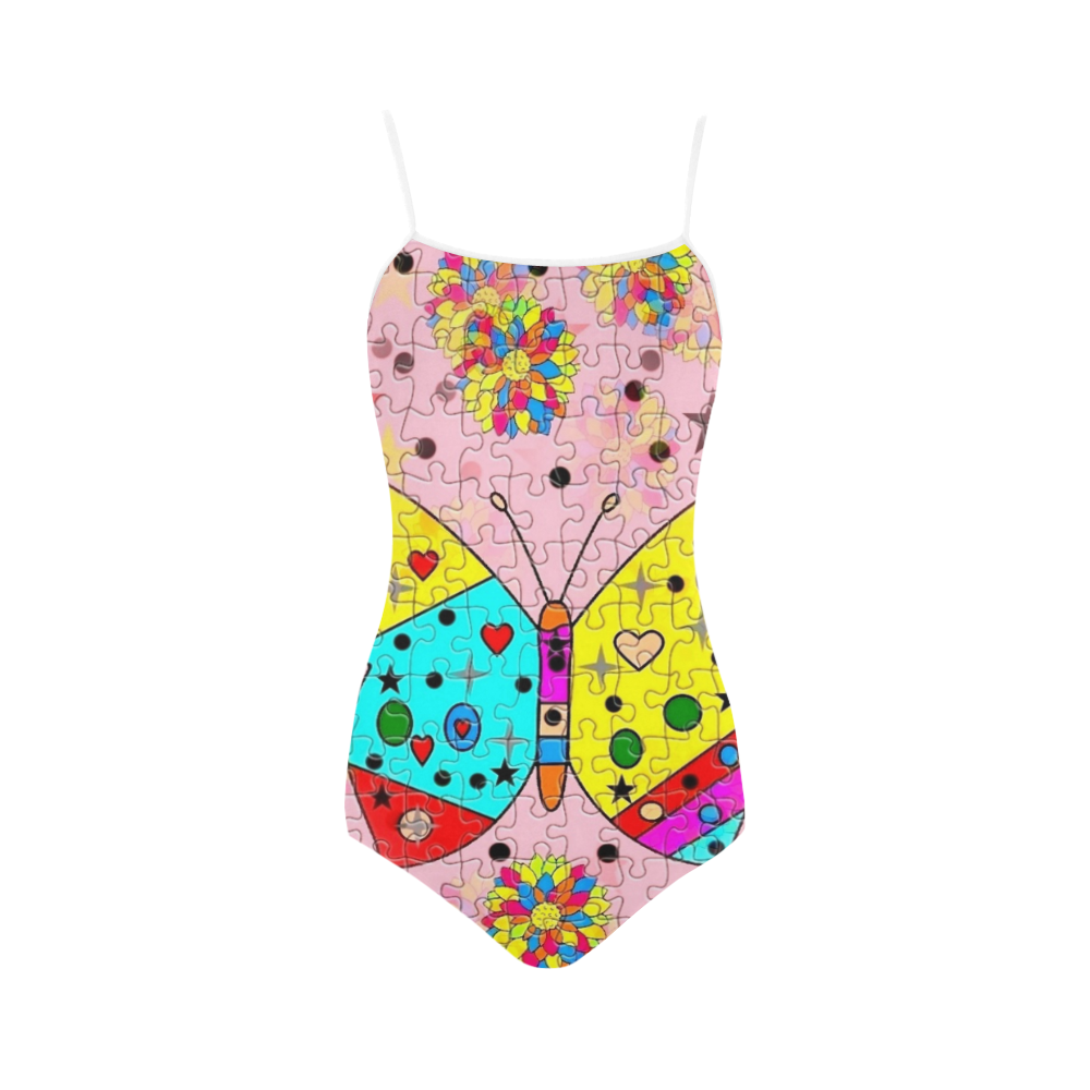 Butterfly Pop by Popart Lover Strap Swimsuit ( Model S05)