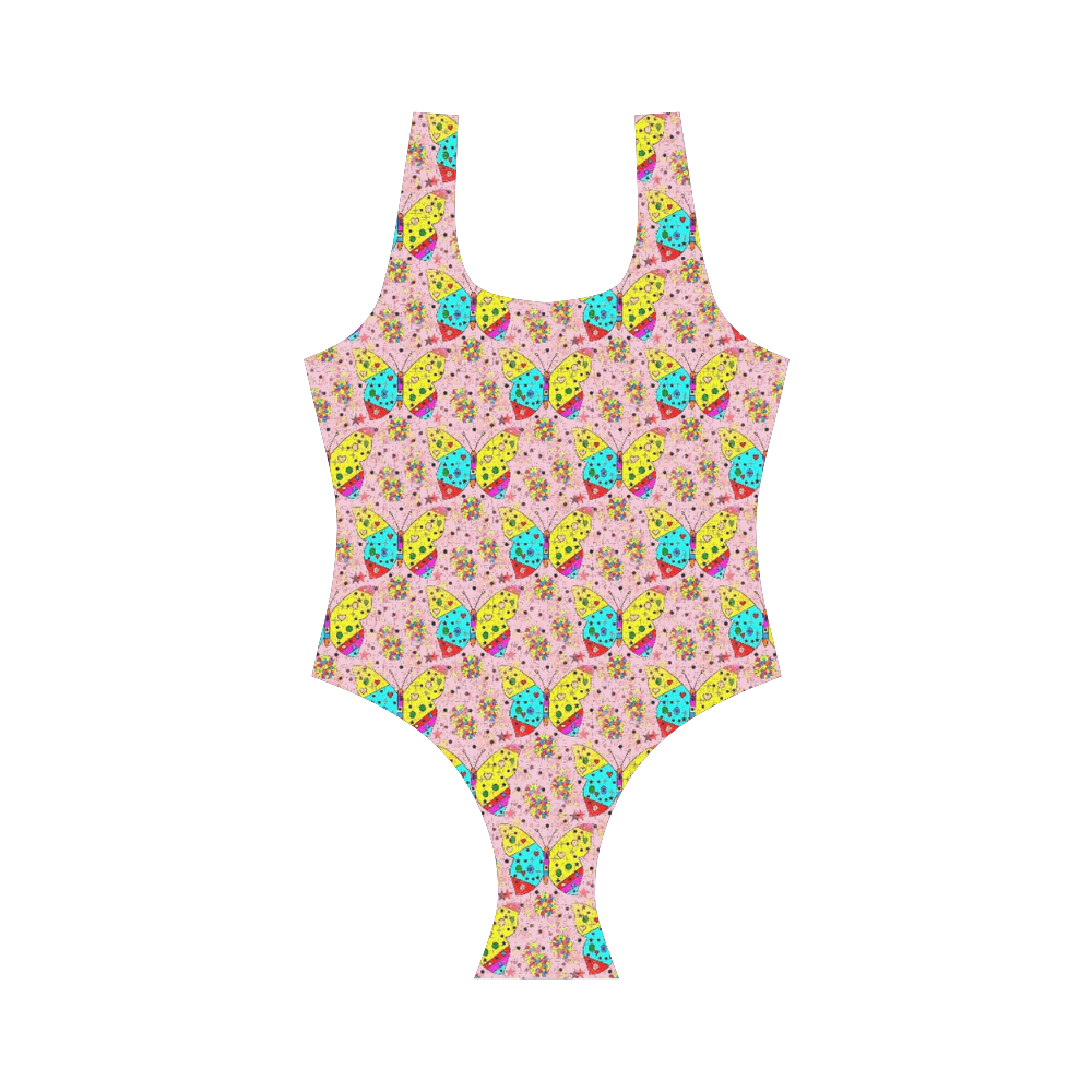 Butterfly Pop by Popart Lover Vest One Piece Swimsuit (Model S04)