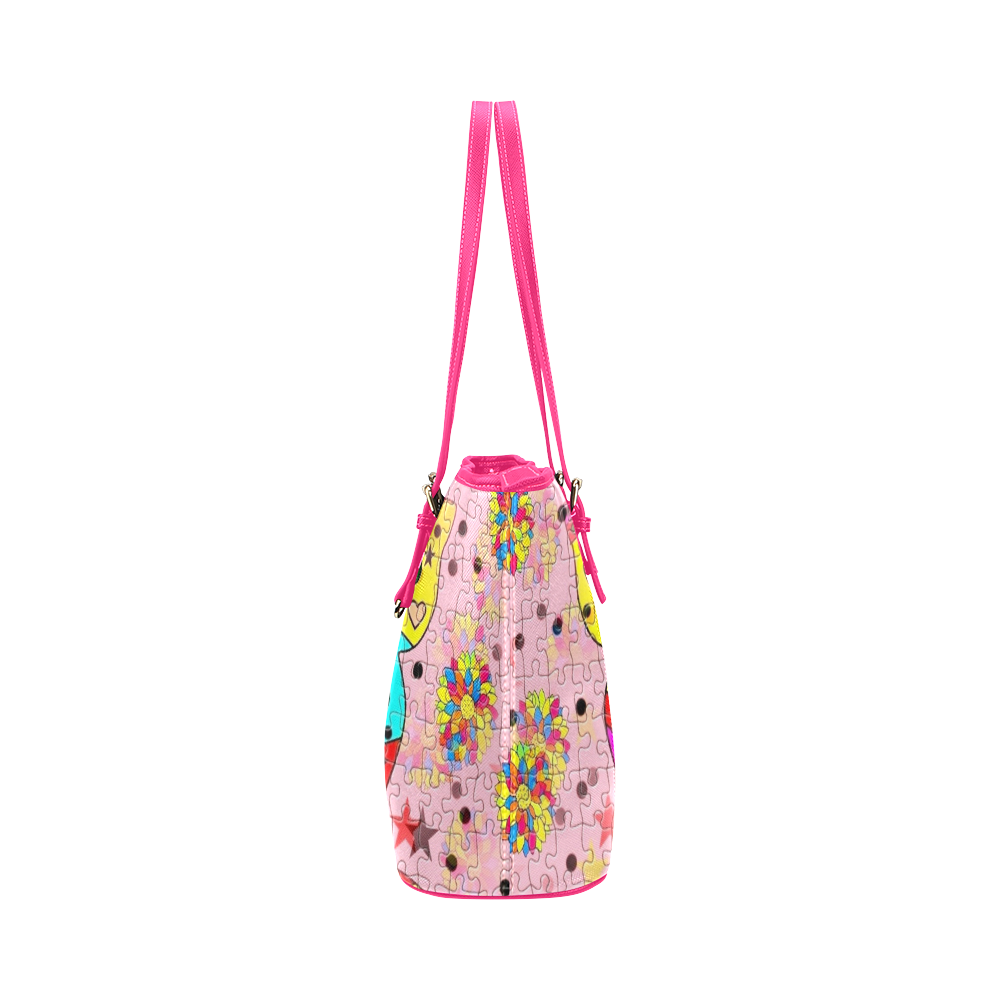Butterfly Pop by Popart Lover Leather Tote Bag/Large (Model 1651)