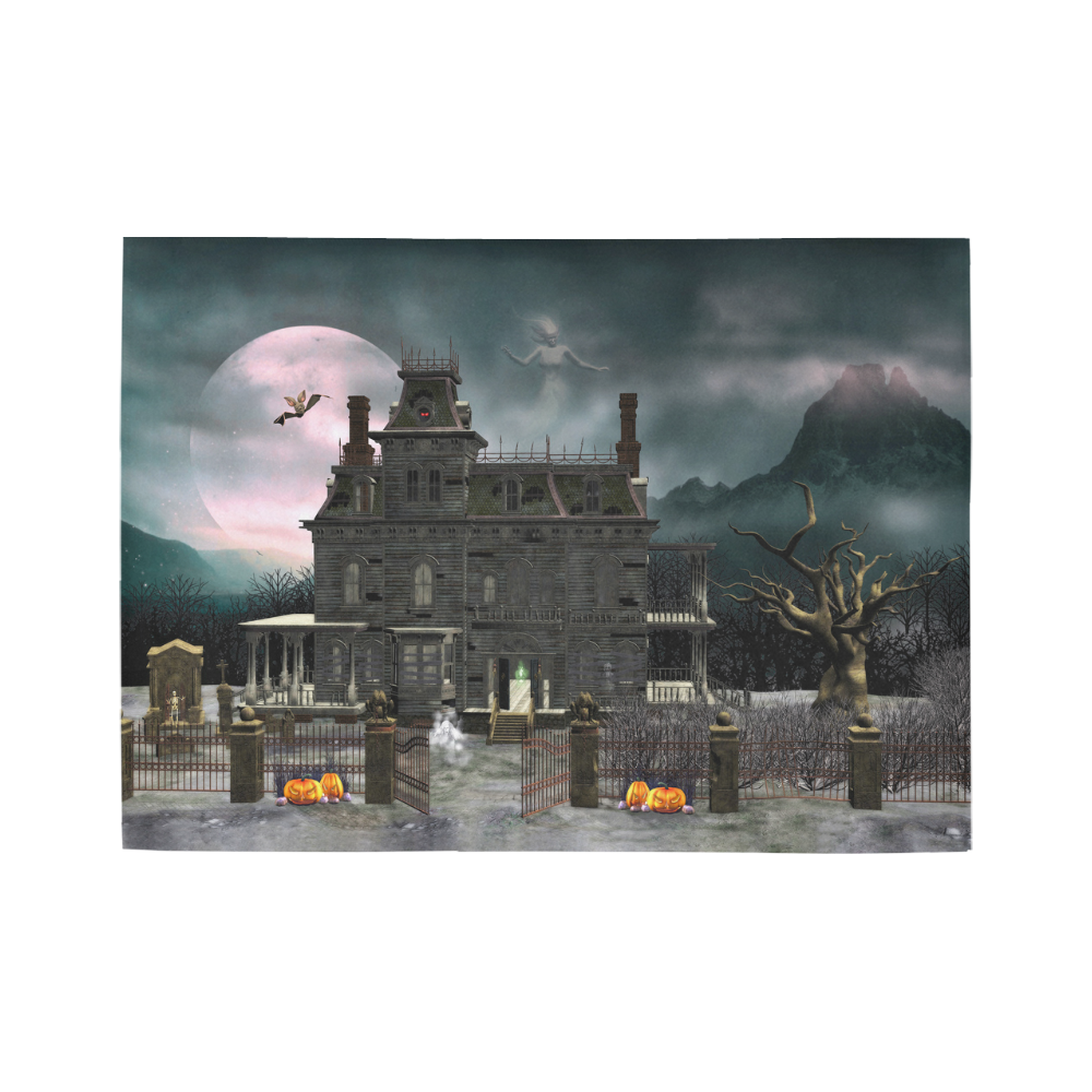 A creepy darkness halloween haunted house Area Rug7'x5'