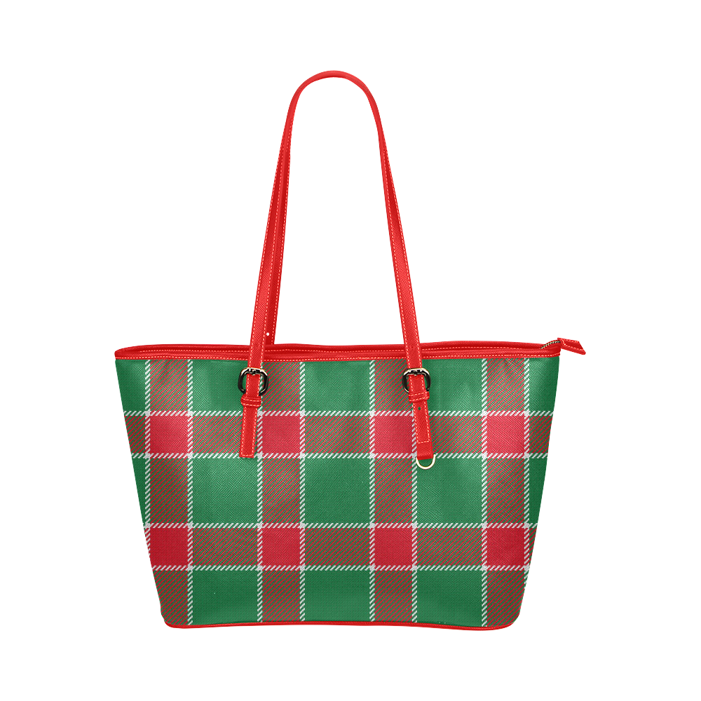 Christmas Holiday Plaid Leather Tote Bag/Small (Model 1651) | ID: D931557