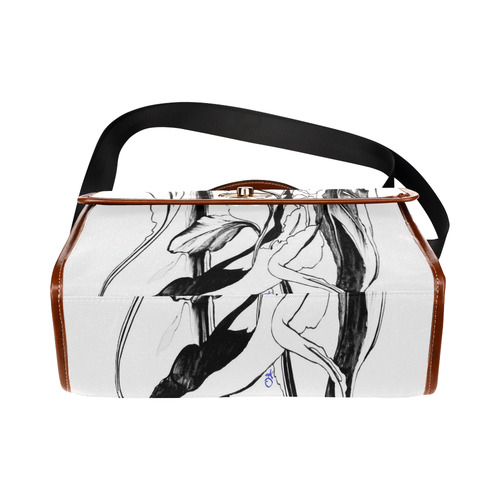 Blue Succulent Black and White Waterproof Canvas Bag/All Over Print (Model 1641)