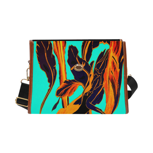 Blue Succulent fire teal Waterproof Canvas Bag/All Over Print (Model 1641)
