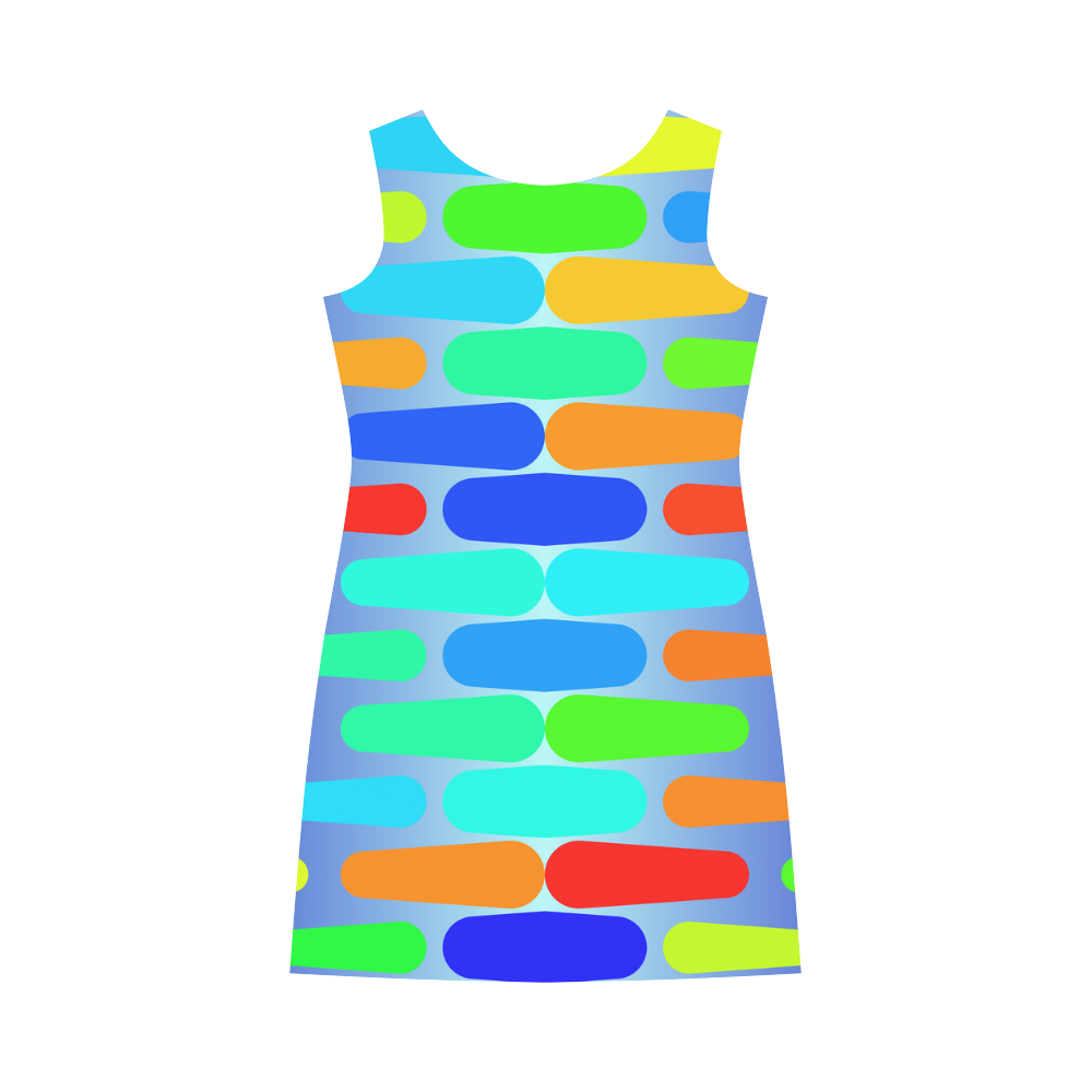 Colorful shapes on a blue background Round Collar Dress (D22)