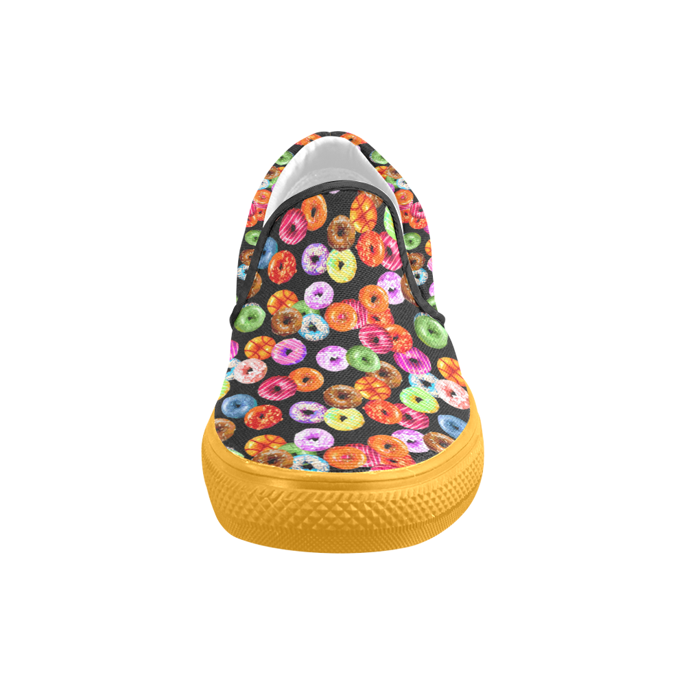 Colorful Yummy DONUTS pattern Slip-on Canvas Shoes for Men/Large Size (Model 019)