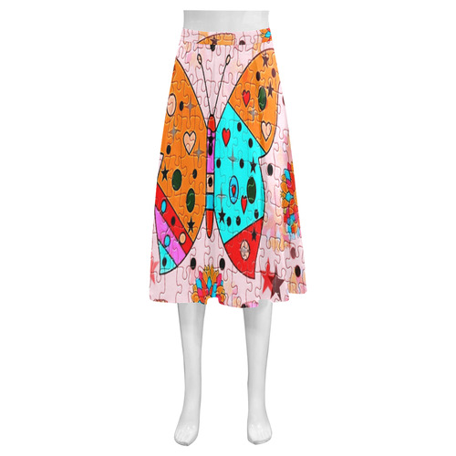 Butterfly Pop by Popart Lover Mnemosyne Women's Crepe Skirt (Model D16)