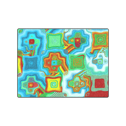Cool Colorful Red Blue Green Fractal Abstract Art Blanket 50"x60"