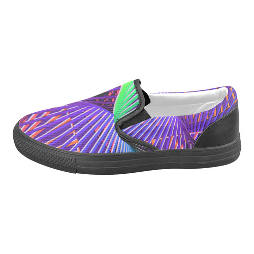 Colorful Rainbow Helix Women's Unusual Slip-on Canvas Shoes (Model 019)