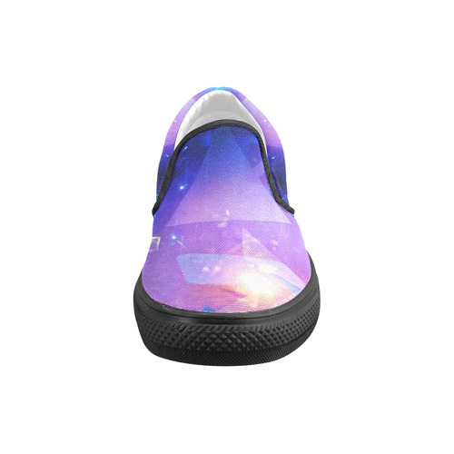 Purple Abstract Triangles Slip-on Canvas Shoes for Men/Large Size (Model 019)