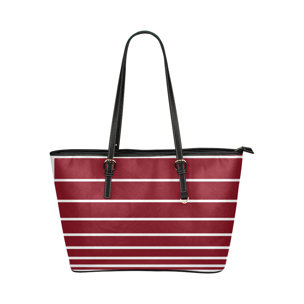 stipes red Leather Tote Bag/Large (Model 1651) | ID: D928697