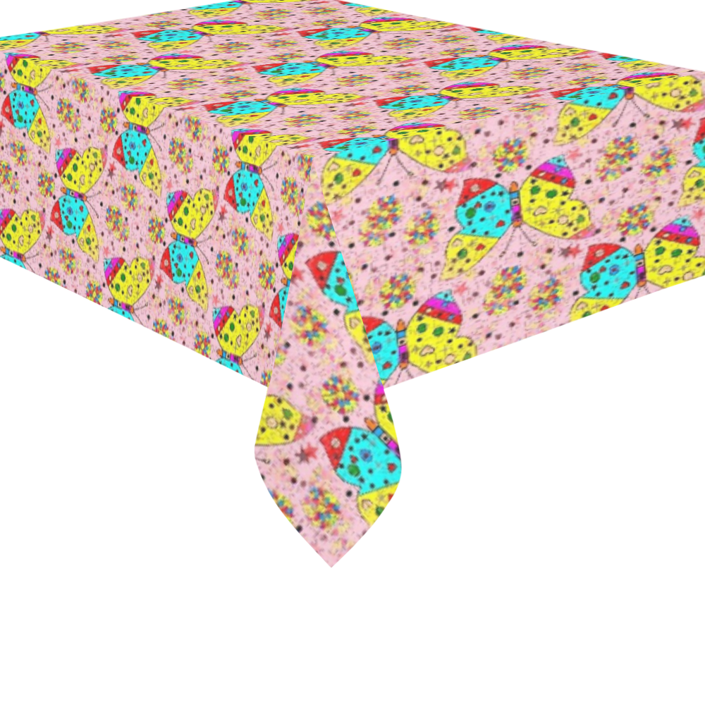 Butterfly Pop by Popart Lover Cotton Linen Tablecloth 60"x 84"