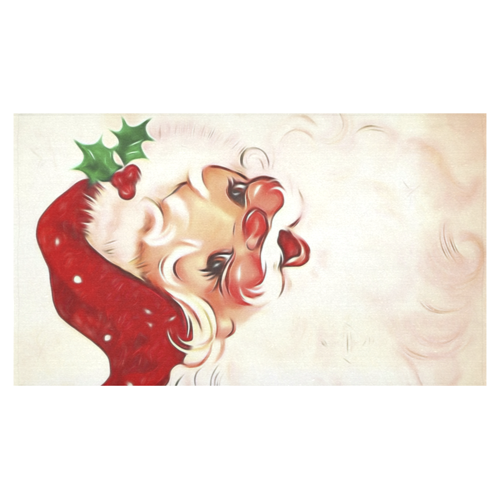 A cute vintage Santa Claus with a mistletoe Cotton Linen Tablecloth 60"x 104"
