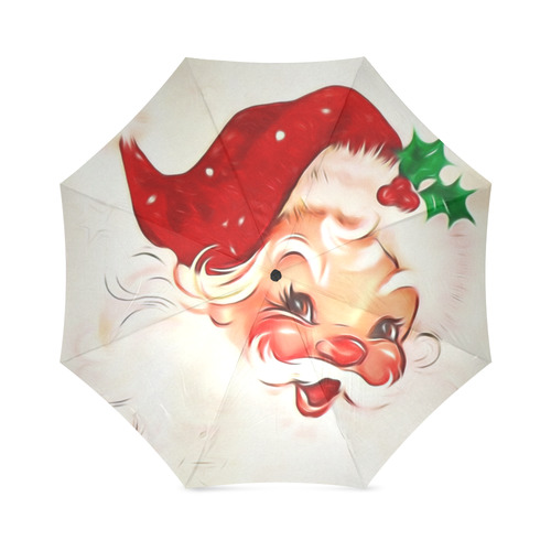 A cute vintage Santa Claus with a mistletoe Foldable Umbrella (Model U01)