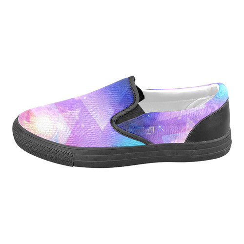 Purple Abstract Triangles Slip-on Canvas Shoes for Men/Large Size (Model 019)