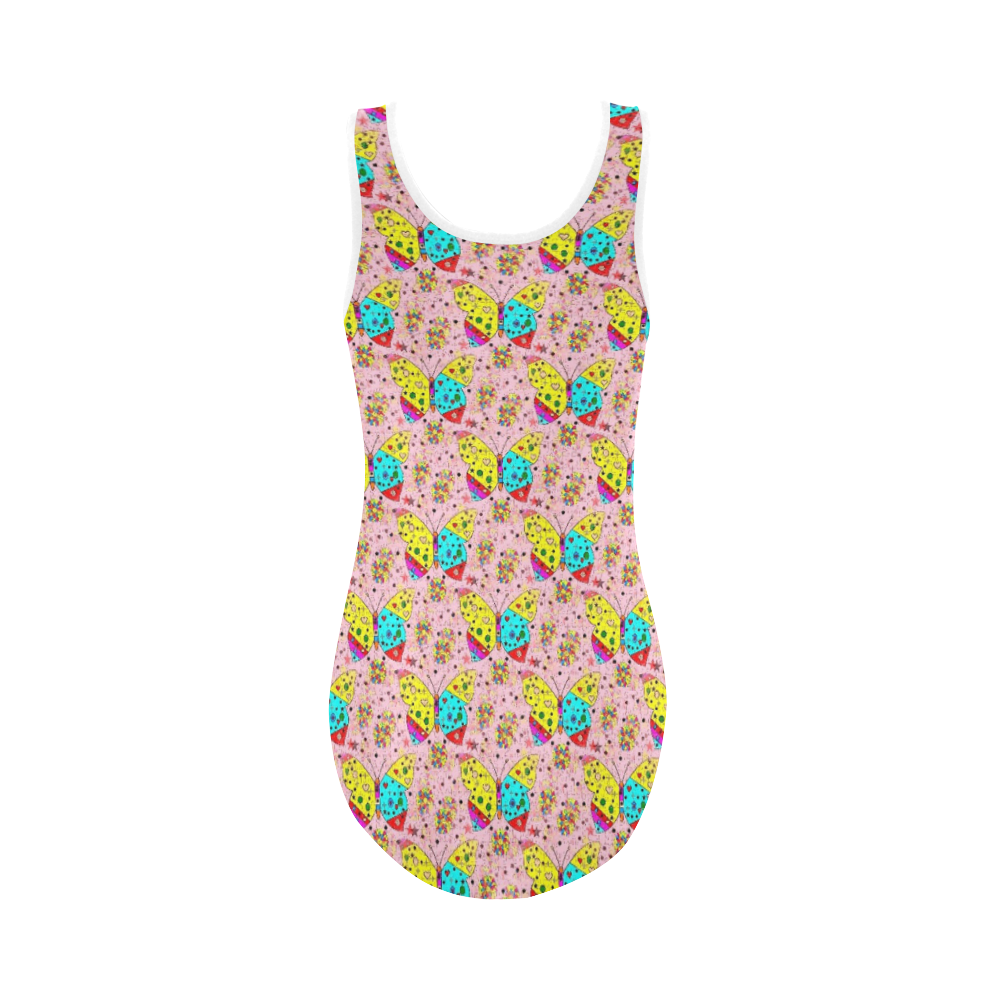 Butterfly Pop by Popart Lover Vest One Piece Swimsuit (Model S04)