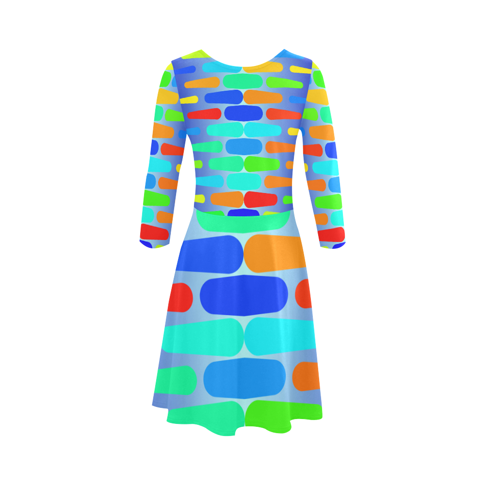 Colorful shapes on a blue background 3/4 Sleeve Sundress (D23)
