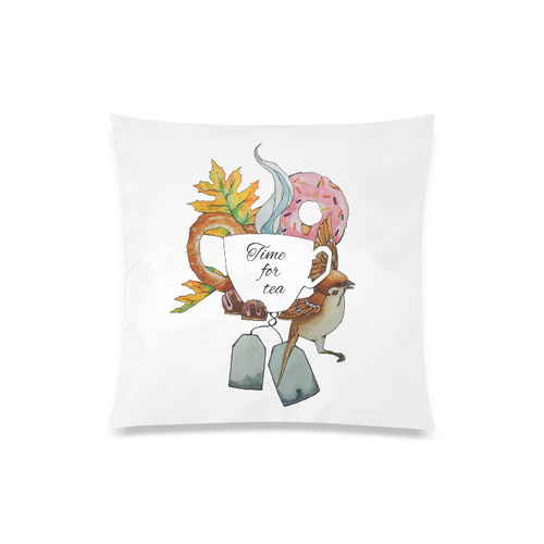 time for tea Custom Zippered Pillow Case 20"x20"(One Side)