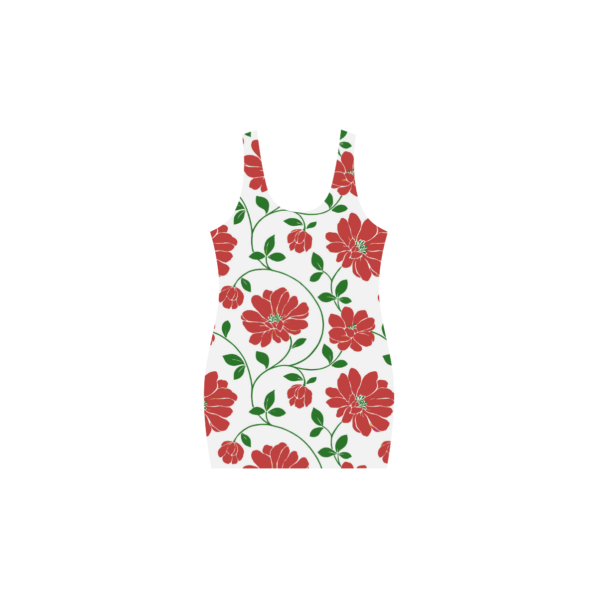 Red Flowers Beautiful Floral Wallpaper Medea Vest Dress (Model D06 ...